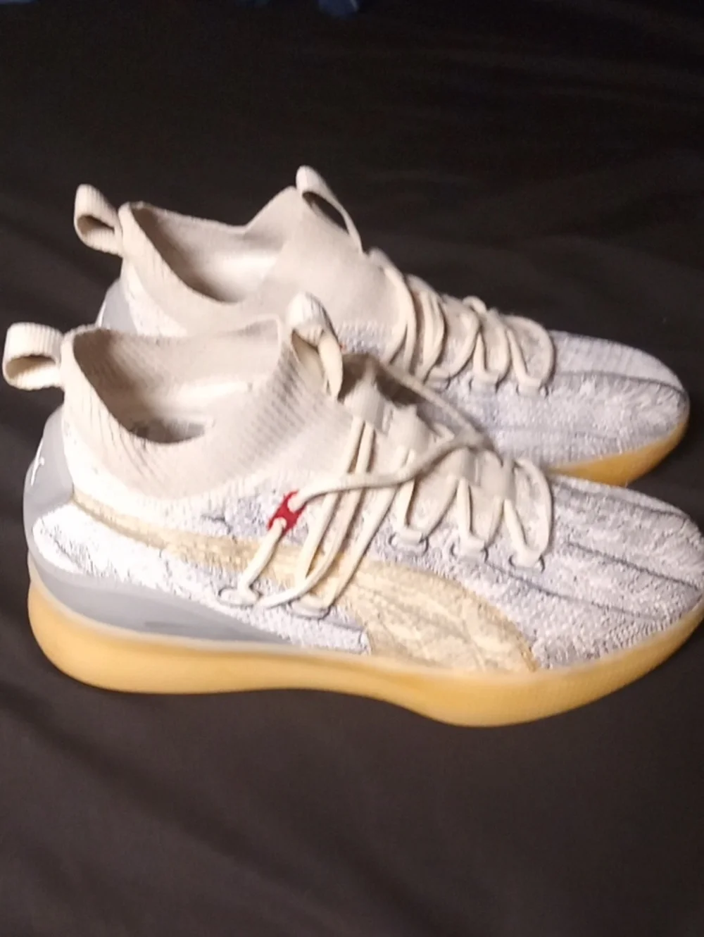 Men's Cream Knit High-Top Sneakers with Gum Outsole